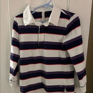 Janie and Jack Purple, Red, and White Striped Polo